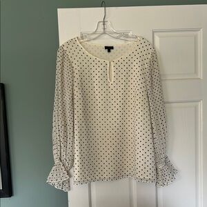 Talbots Cream Ruffled Blouse with Relaxed Fit